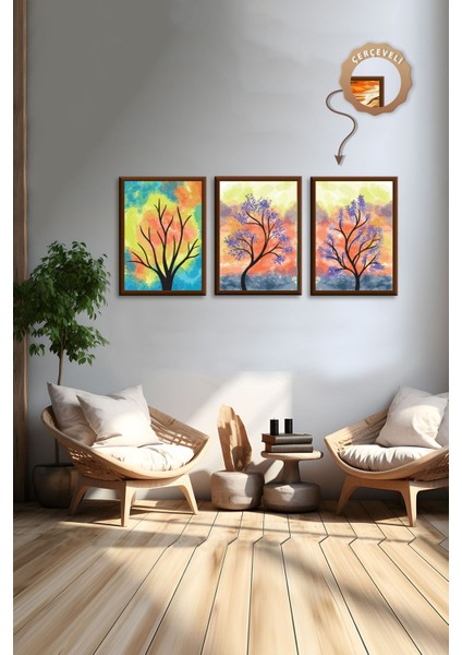 Dekoratif 3lü Tablo,ahşap Çerçeveli,soyut Tablo,duvar Tablo,duvar Susu,mutfak Tablo Cerceveli Tablo