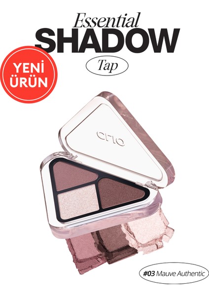 3 Renk İçeren, Mat ve Işıltılı Bitişli Mini Far Paleti CLIO Essential Shadow Tap 03 Mauve Authentic