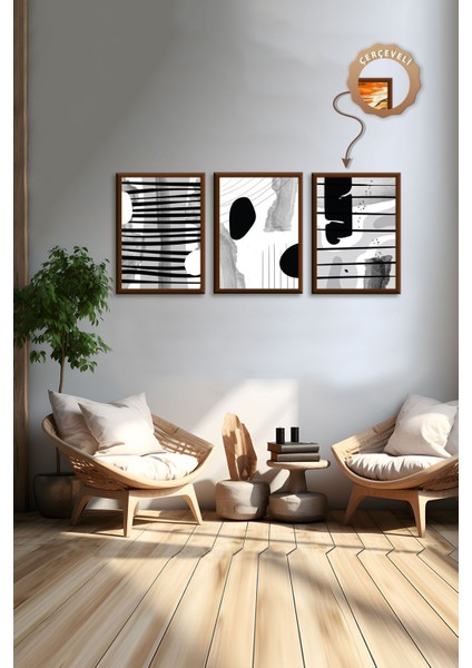 Dekoratif 3lü Tablo,ahşap Çerçeveli,soyut Tablo,duvar Tablo,duvar Susu,mutfak Tablo Cerceveli Tablo