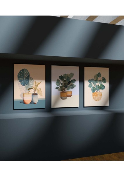 Duvar Tablosu Çerçeve Görünümlü Premium Kalite Mutfak Tabloları 3 Lü Tablo Modern Tablo Bohem Tablo