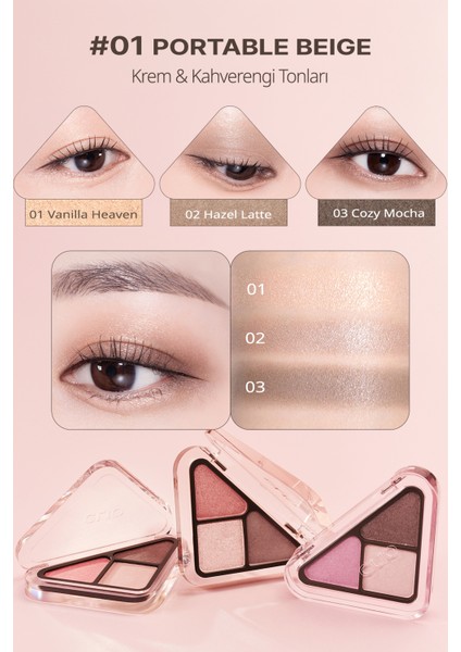 3 Renk İçeren, Mat ve Işıltılı Bitişli Mini Far Paleti CLIO Essential Shadow Tap (01 Portable Beige) fiyatları