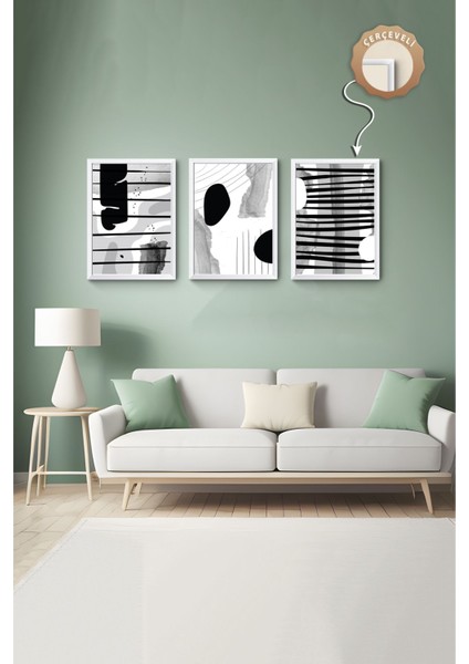 Dekoratif 3lü Tablo,ahşap Çerçeveli,soyut Tablo,duvar Tablo,duvar Susu,mutfak Tablo Cerceveli Tablo