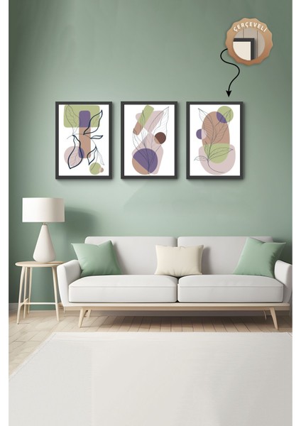 Dekoratif 3lü Tablo,ahşap Çerçeveli,soyut Tablo,duvar Tablo,duvar Susu,mutfak Tablo Cerceveli Tablo