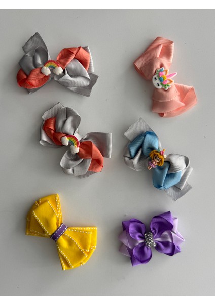 Fiyonklu Saç Tokası 6'lı – Renkli Set, Günlük & Okul