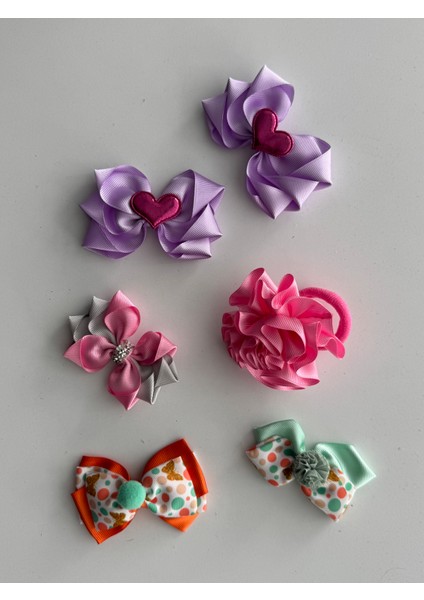 Fiyonklu Saç Tokası 6'lı – Renkli Set, Günlük & Okul