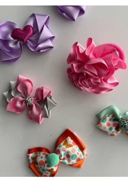 Fiyonklu Saç Tokası 6'lı – Renkli Set, Günlük & Okul modelleri