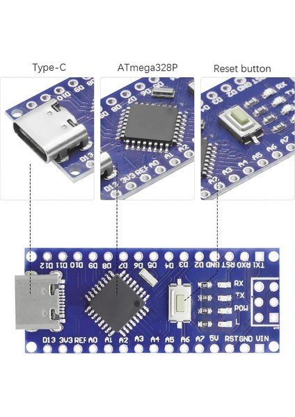Nano V3.0 ATMEGA328P Type-C modelleri