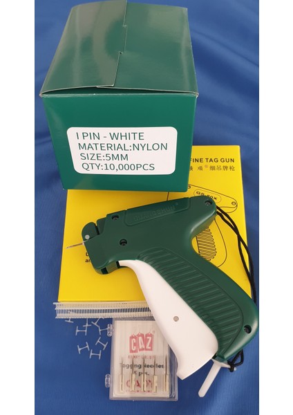 Türban-Gelinlik Set, 5 mm Naylon T-End KILÇIĞI(10.000 Adet)- 80X Tabanca(1 Adet) ve 5li iğne