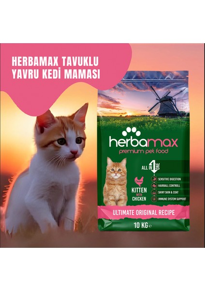 Gelişim Destekleyici Özellikte Tavuklu ve Pirinçli Yavru Kedi Maması 20kg (2X10kg)