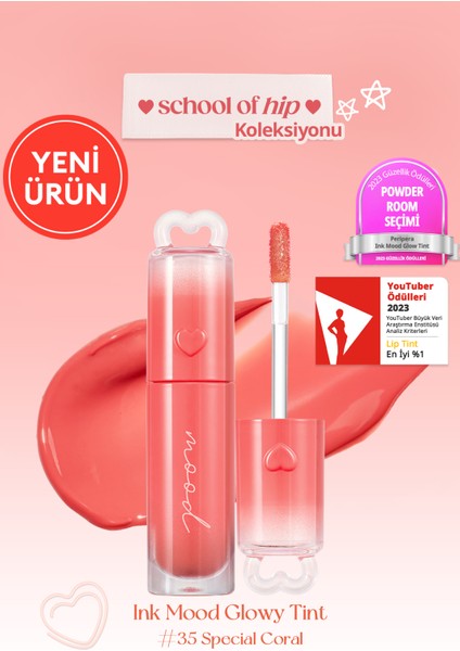 Kalıcı, Pigmentli, Parlak Bitişli Tint PERIPERA Ink Mood Glowy Tint (35 Special Coral)