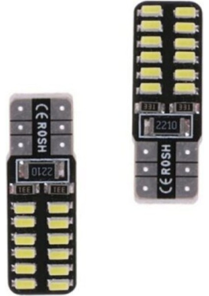 T10 Dipsiz W5W 24 LED Beyaz Park Ampulü 2ADET Güçlü Işık