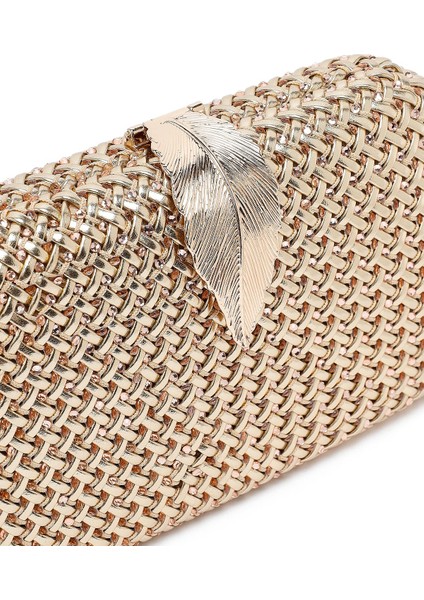 Kadın Altın Uzun Zincir Askılı Mini Metalik Abiye Kutu Çanta 25SBD273132