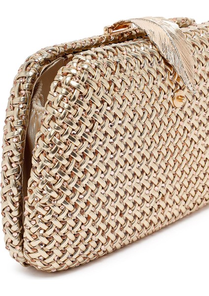 Kadın Altın Uzun Zincir Askılı Mini Metalik Abiye Kutu Çanta 25SBD273132