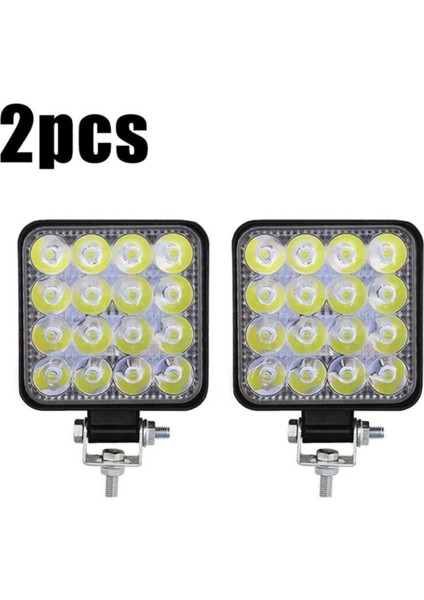 Off Road Sis Farı - Lamba 16 LED Kare Çalışma Lambası 2 Adet 11 cm