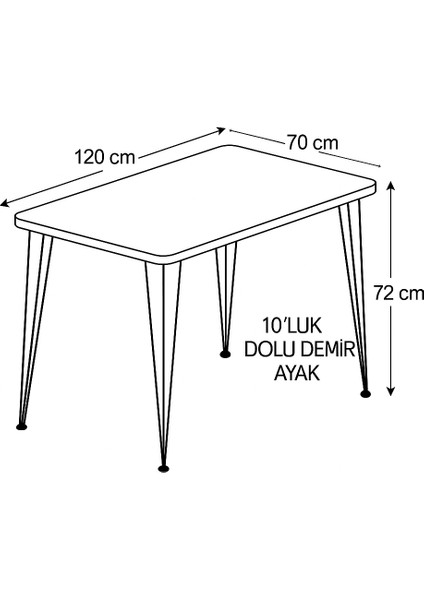 Koza Yemek Masası 120X70 – 18MM Mdf Tabla, Cila Kenar, Oval Kesim, Metal Ayak fiyatları