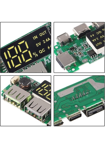 18650 Lityum Pil Şarj Modülü Dijital Göstergeli 5V2.4A 2A 1A Dual USB Çıkış