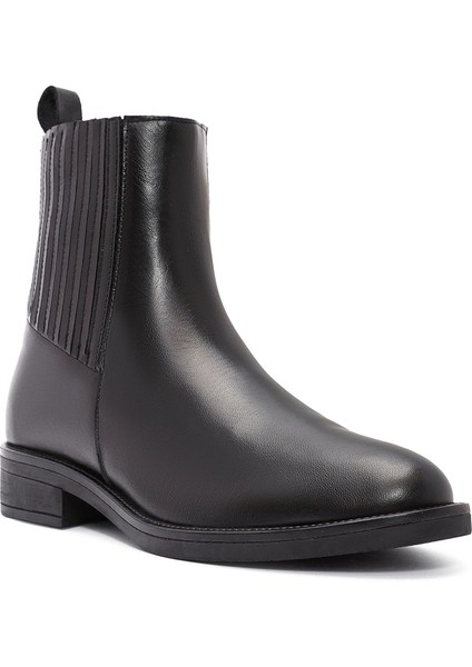 Kadın Siyah Deri Chelsea Bot 25AFD160118