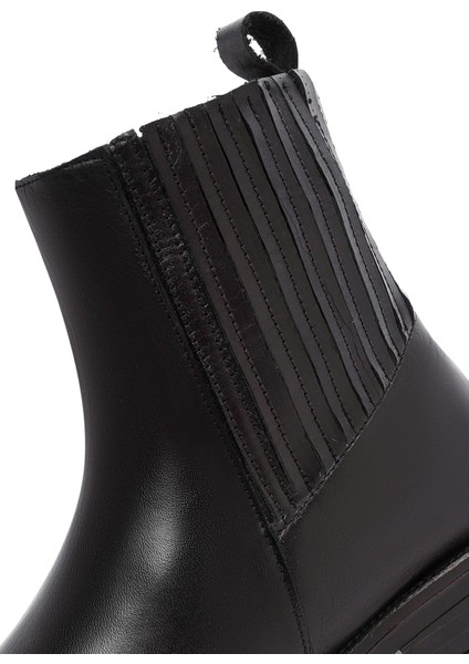 Kadın Siyah Deri Chelsea Bot 25AFD160118