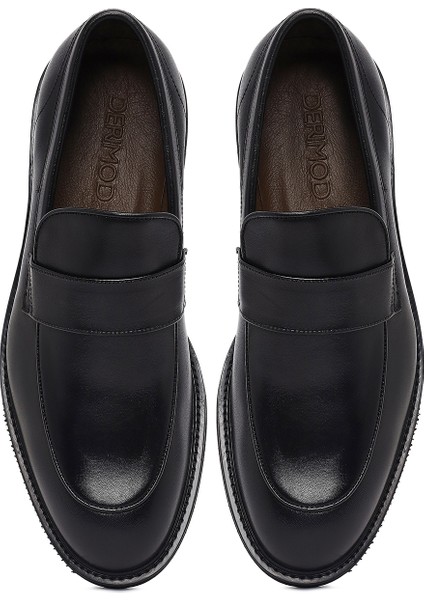 Erkek Siyah Deri Loafer 25WFD605718