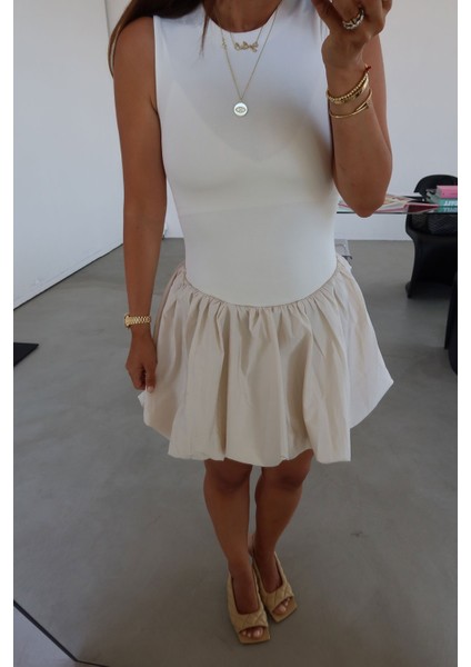 Üstü Penye Altı Poplin Balon Elbise fiyatları