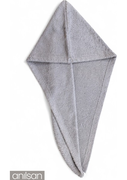 %100 Pamuk Gri Havlu Bone Saç Kurutma Bonesi Kafa Havlusu Duş Banyo Bonesi Islak Saç Kurulama Bone