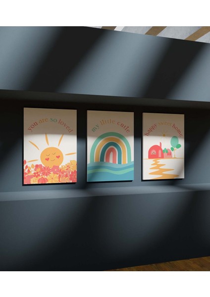 Premium Kalite Modern Tablo Duvar Tablosu Çerçeve Görünümlü Mutfak Tabloları 3 Lü Tablo Bohem Tablo