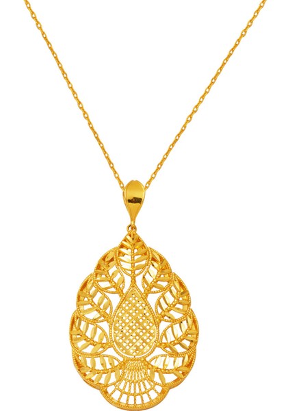 Yaprak Tasarım 22 Ayar Altın Kolye