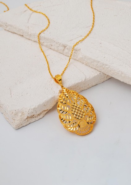 Yaprak Tasarım 22 Ayar Altın Kolye modelleri