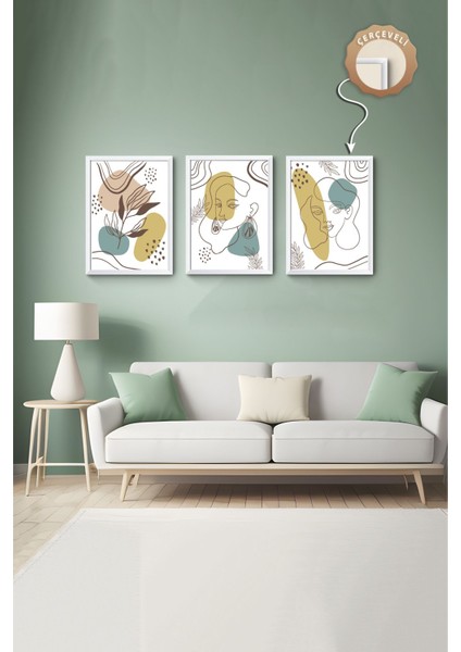 Dekoratif 3lü Tablo,ahşap Çerçeveli,soyut Tablo,duvar Tablo,duvar Susu,mutfak Tablo Cerceveli Tablo