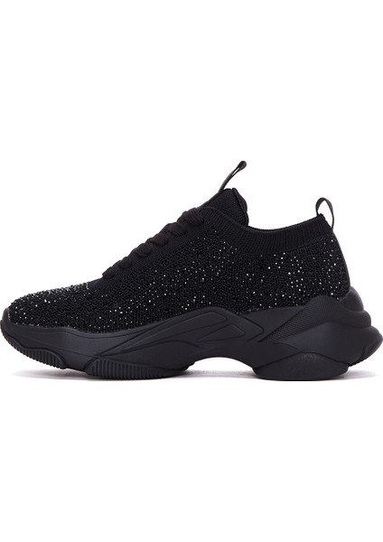 Zero Kadın Siyah Bağcıklı Kalın Tabanlı Taşlı Kumaş Sneaker 25AFD43006F fiyatları