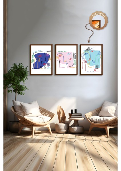 Dekoratif 3lü Tablo,ahşap Çerçeveli,soyut Tablo,duvar Tablo,duvar Susu,mutfak Tablo Cerceveli Tablo