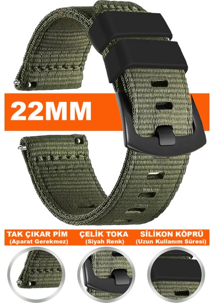 Huawei Watch Gt Gt2 Gt3 Gt4 Gt5 Pro 46mm-Redmi Watch 5 Active-Lite 22mm Nato Kumaş Saat Kordonu