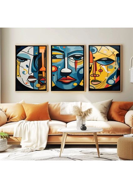 Dekoratif 3lü Tablo,ahşap Çerçeveli,soyut Tablo,duvar Tablo,duvar Susu,mutfak Tablo Cerceveli Tablo