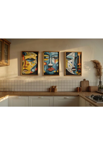 Dekoratif 3lü Tablo,ahşap Çerçeveli,soyut Tablo,duvar Tablo,duvar Susu,mutfak Tablo Cerceveli Tablo modelleri