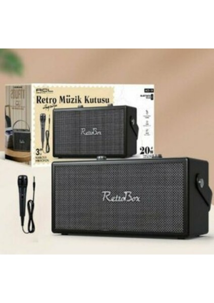 Acl Acs-19 Retro Müzik Kutusu Bluetooth 5.0 Hoparlör Kablolu Mikrofonlu Karaoke Destekli 20W Ses Sistemi modelleri