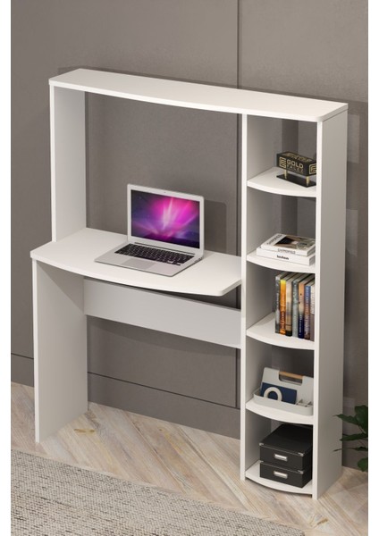 Çalışma Masası 5 Raflı Kitaplık Beyaz fırsatları