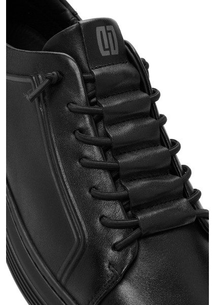 Erkek Siyah Bağcıklı Deri Sneaker 25WFD690518