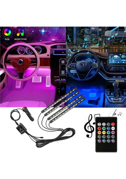 Volkswagen T5 Uyumlu Araç Içi Ayak Altı 12 LED Müziğe Duyarlı LED Lambası MODEL1035