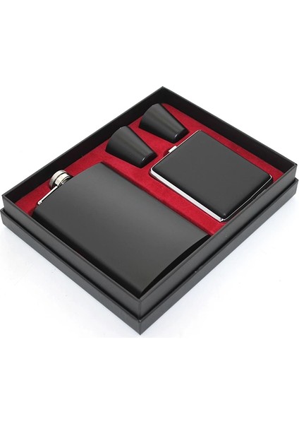 Paslanmaz Çelik 2 Shot Bardak ve Tabakalı Matara Seti ALK2670