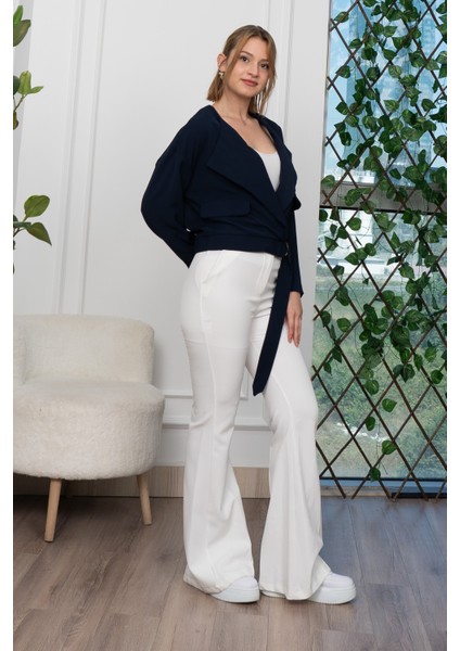 Kuşak Detaylı Kısa Ceket 8612 fiyatları