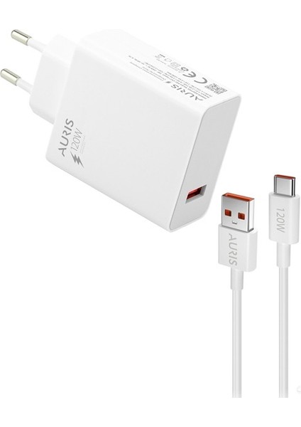 Auris 120W USB Type-C Şarj Saliseli Ultra Süper Hızlı USB Başlık ve Type-C Kablo Seti fiyatları