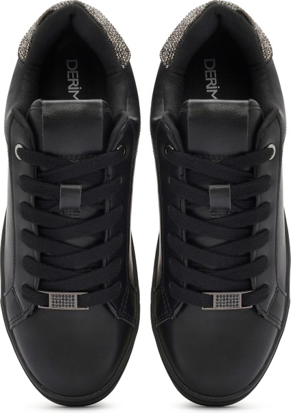 Kadın Siyah Bağcıklı Taşlı Sneaker 25AFD430318