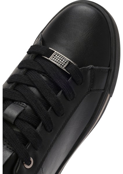 Kadın Siyah Bağcıklı Taşlı Sneaker 25AFD430318