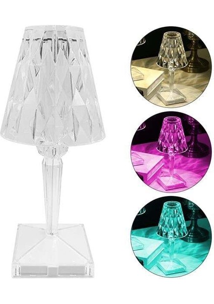 Powermaster HA-1638 Dekoratif Rgb Led'li Ambiyans Masa Gece Lambası Şarjlı Dokunmatik Tuşlu