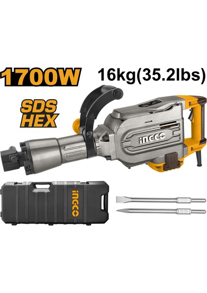 ING-PDB17008 Endüstriyel Elektrikli Kırıcı Hex 16KG 1700W