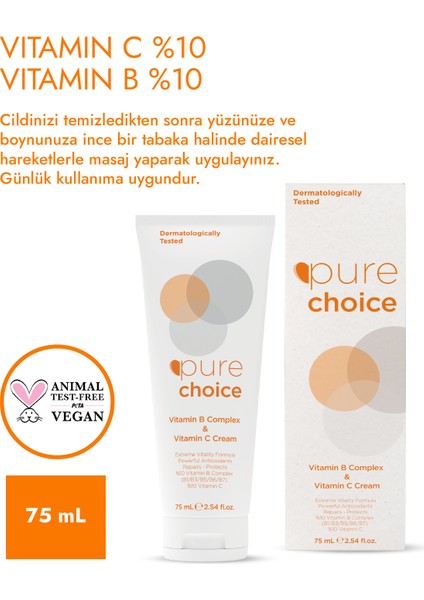 Vitamin C ve Vitamin B Complex Cilt Bakım Kremi 75 ML (%10 Vitamin C + %10 Vit. B - B1,B3,B5,B6,B7) fırsatları