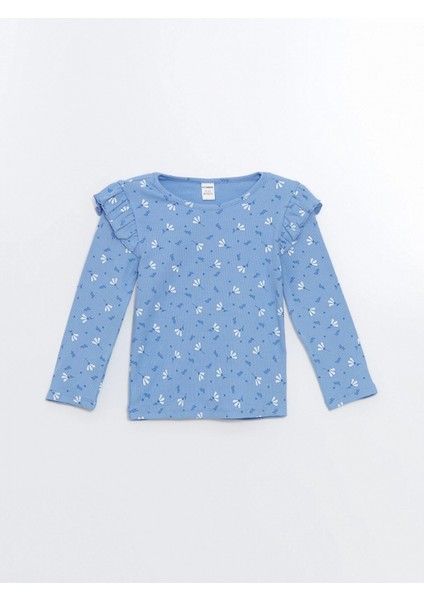 Lcw Kids Mavi Bisiklet Yaka Çiçekli Kız Çocuk Bluz ve Tayt 2'li fırsatları