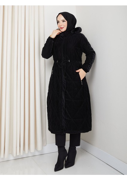 Kadın Tam Dolgulu Bel Bağcıklı Kol Lastikli Nova Kumaş Genç ve Spor Ara Boy Tesettür Mont 0216 indirimleri
