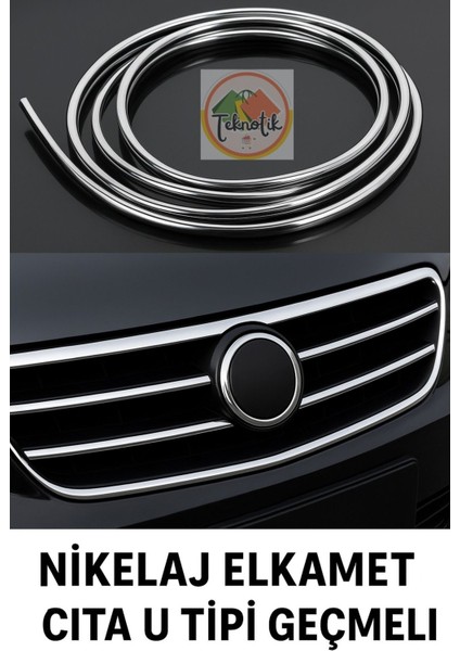 Massey-Ferguson 6255 Uyumlu Nikelaj U Tipi Nikelaj Çıta Kapı & Panjur Için Krom Detay 15 Metre