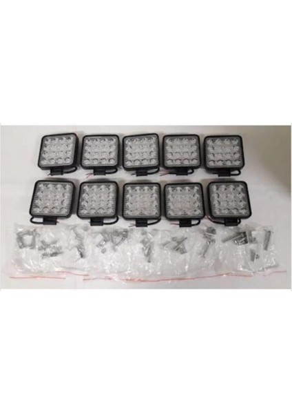 Off Road Sis Farı - Lambası 16 LED Kare Çalışma Lambası (10 Adet)